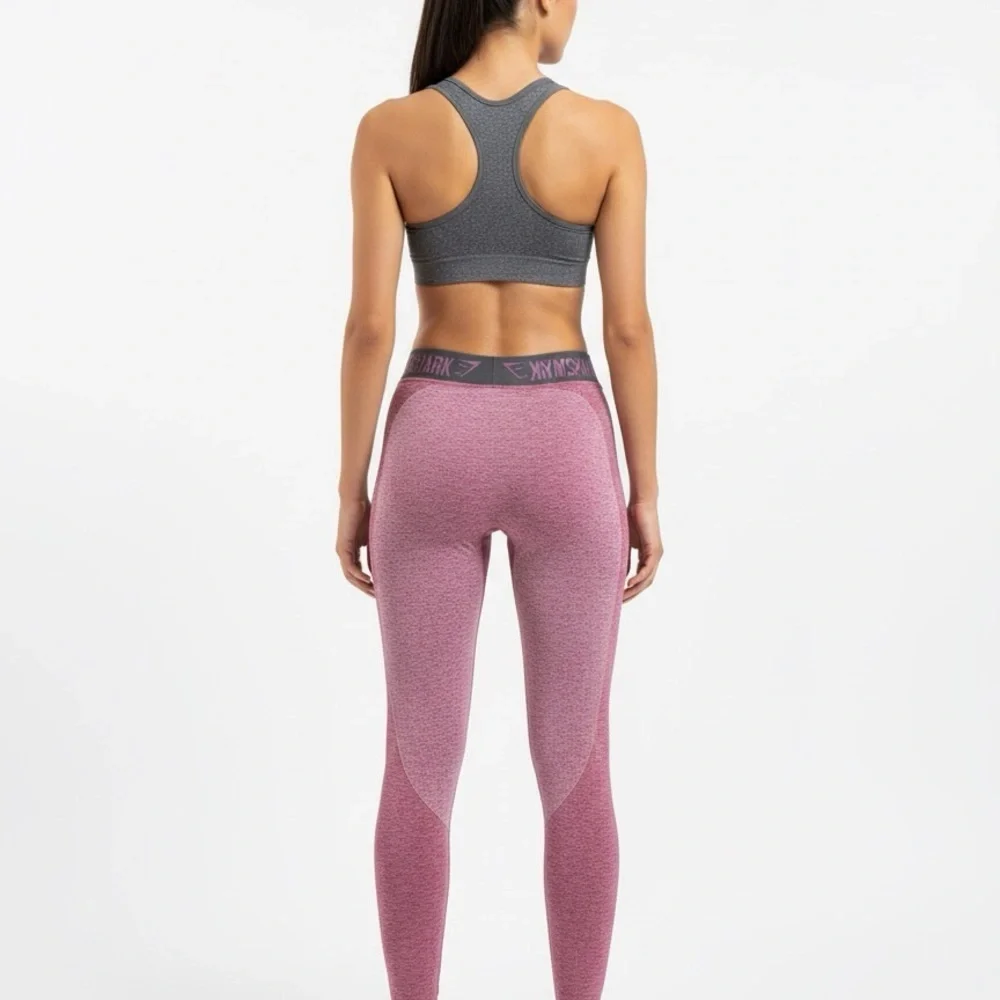 Gymshark Flex High Waisted Leggings – Pink Marl / Charcoal – Size Small - Picture 2 of 9